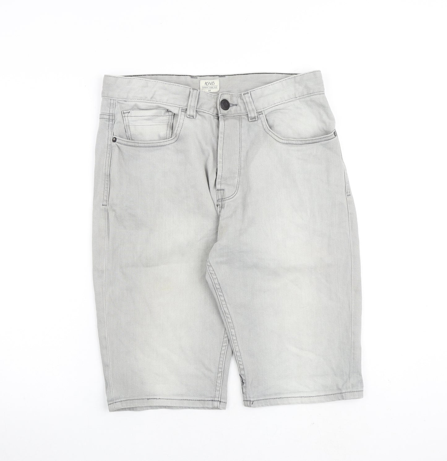 Acw85 Mens Grey Cotton Bermuda Shorts Size 32 in L12 in Regular Zip
