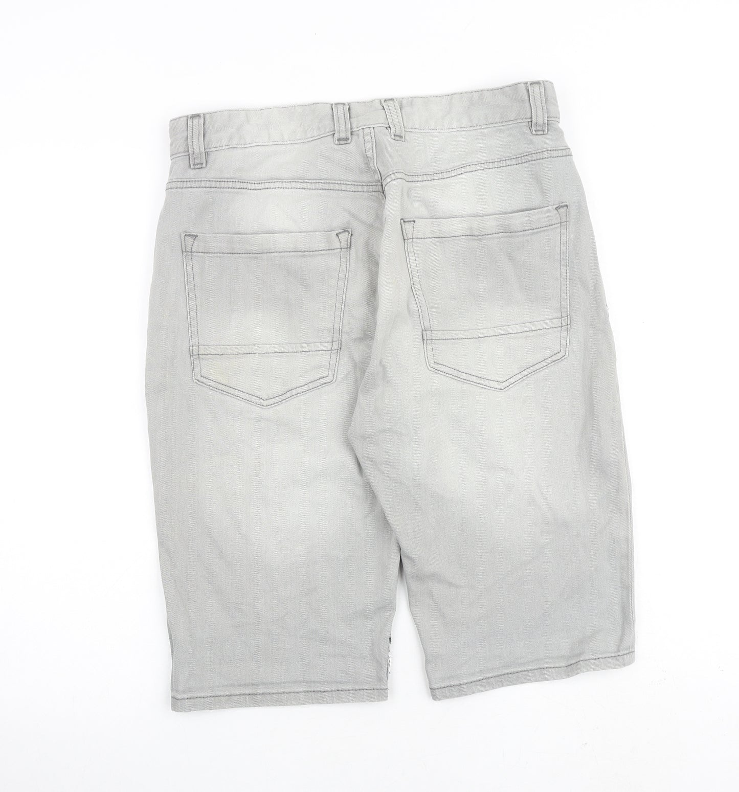 Acw85 Mens Grey Cotton Bermuda Shorts Size 32 in L12 in Regular Zip