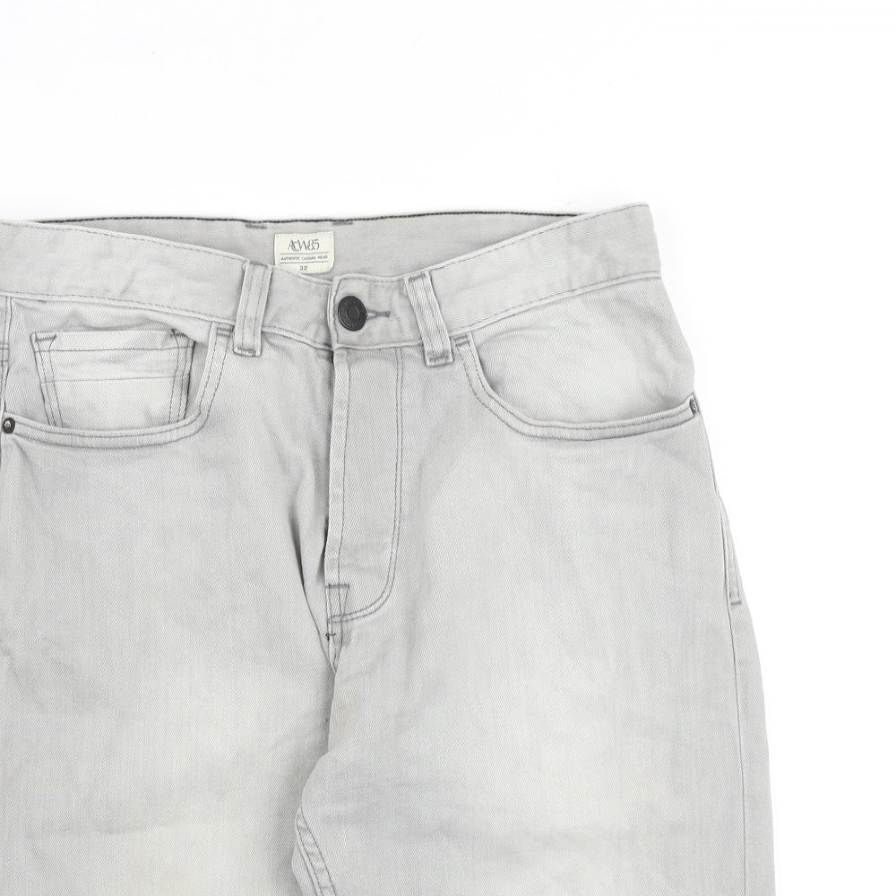 Acw85 Mens Grey Cotton Bermuda Shorts Size 32 in L12 in Regular Zip