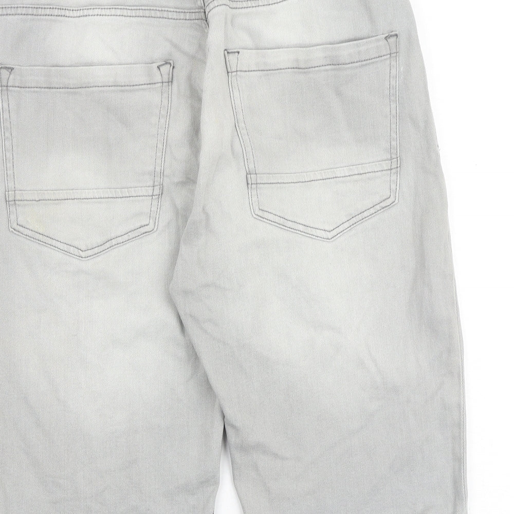 Acw85 Mens Grey Cotton Bermuda Shorts Size 32 in L12 in Regular Zip