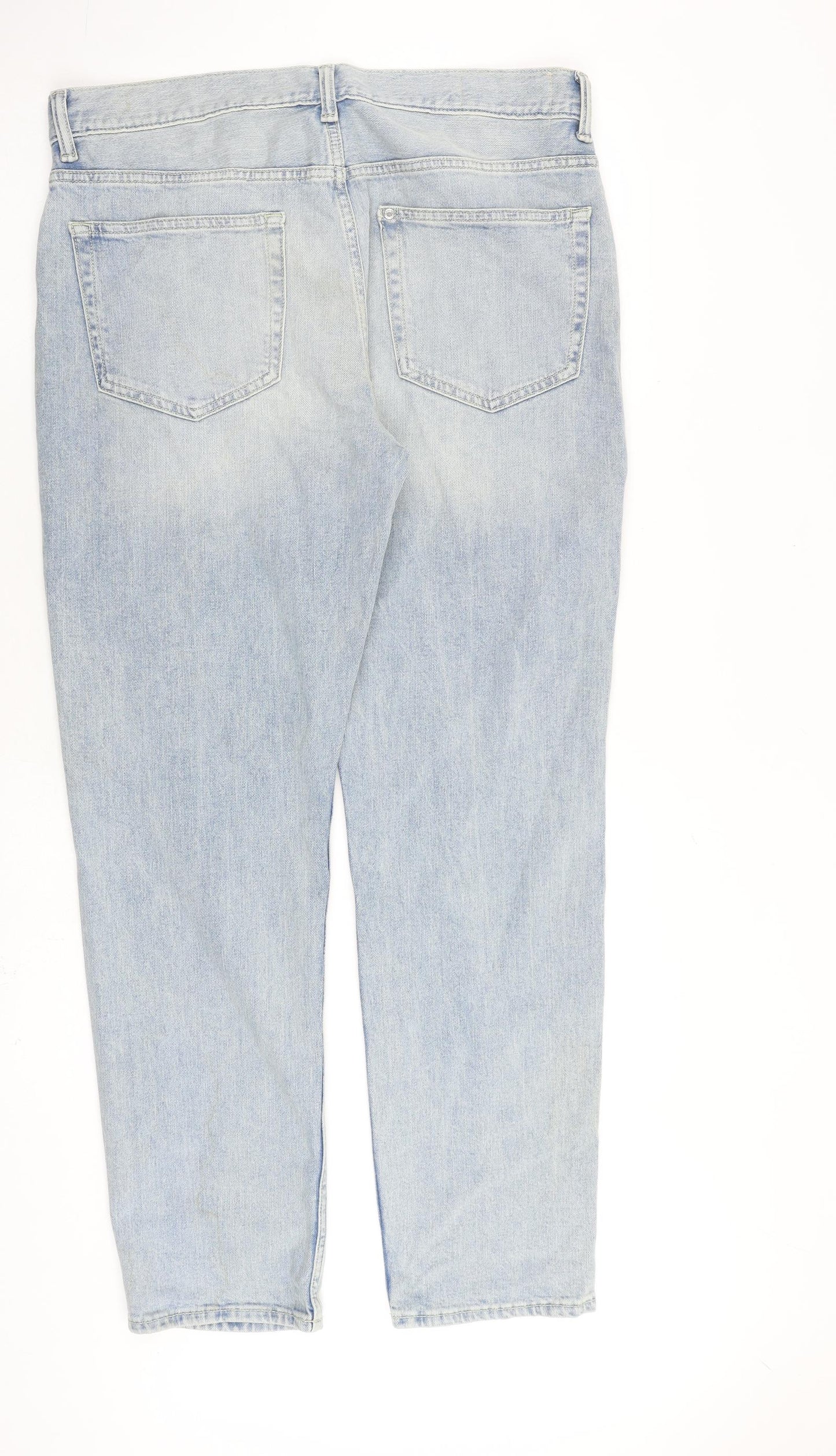 H&M Mens Blue Cotton Straight Jeans Size 36 in L32 in Regular Zip