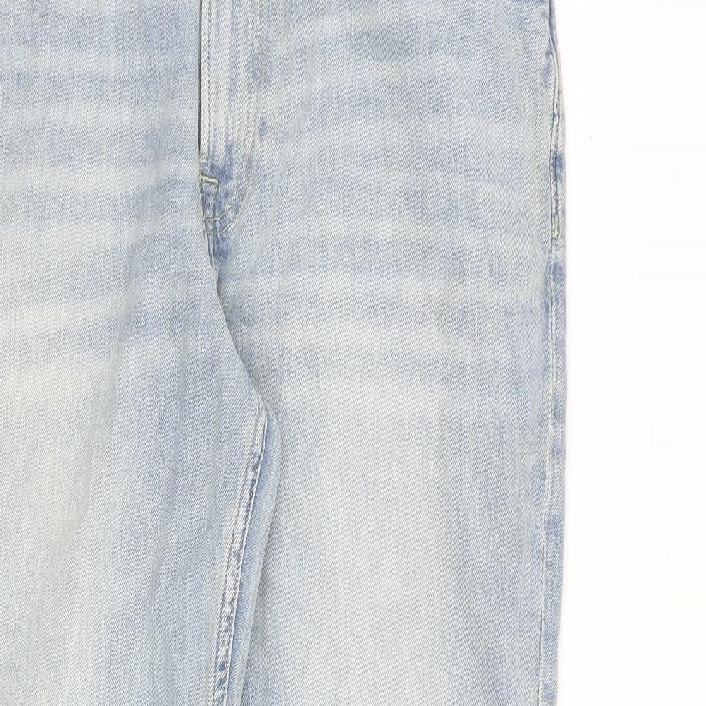 H&M Mens Blue Cotton Straight Jeans Size 36 in L32 in Regular Zip