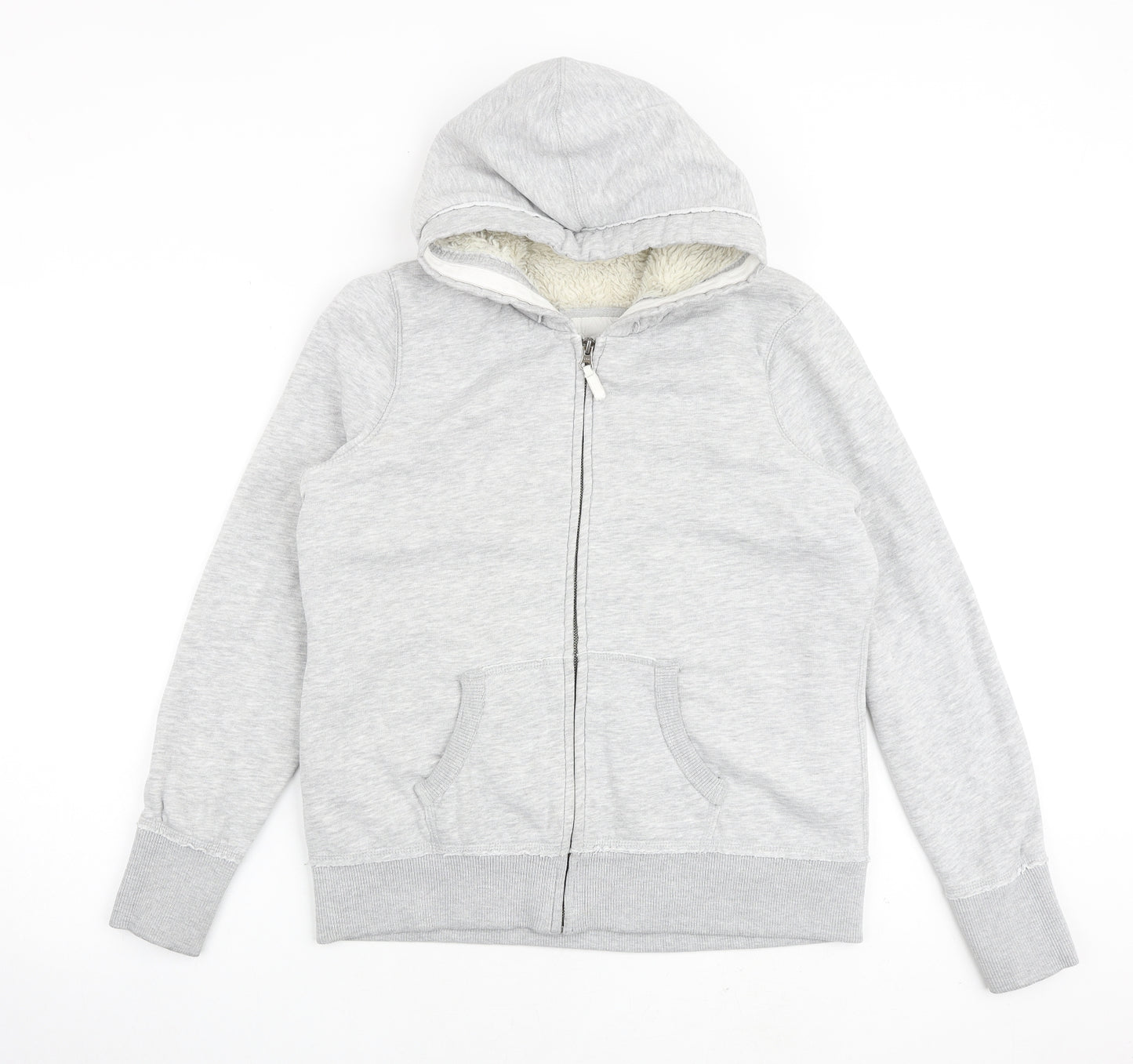 H&M Womens Grey Cotton Full Zip Hoodie Size XL Zip