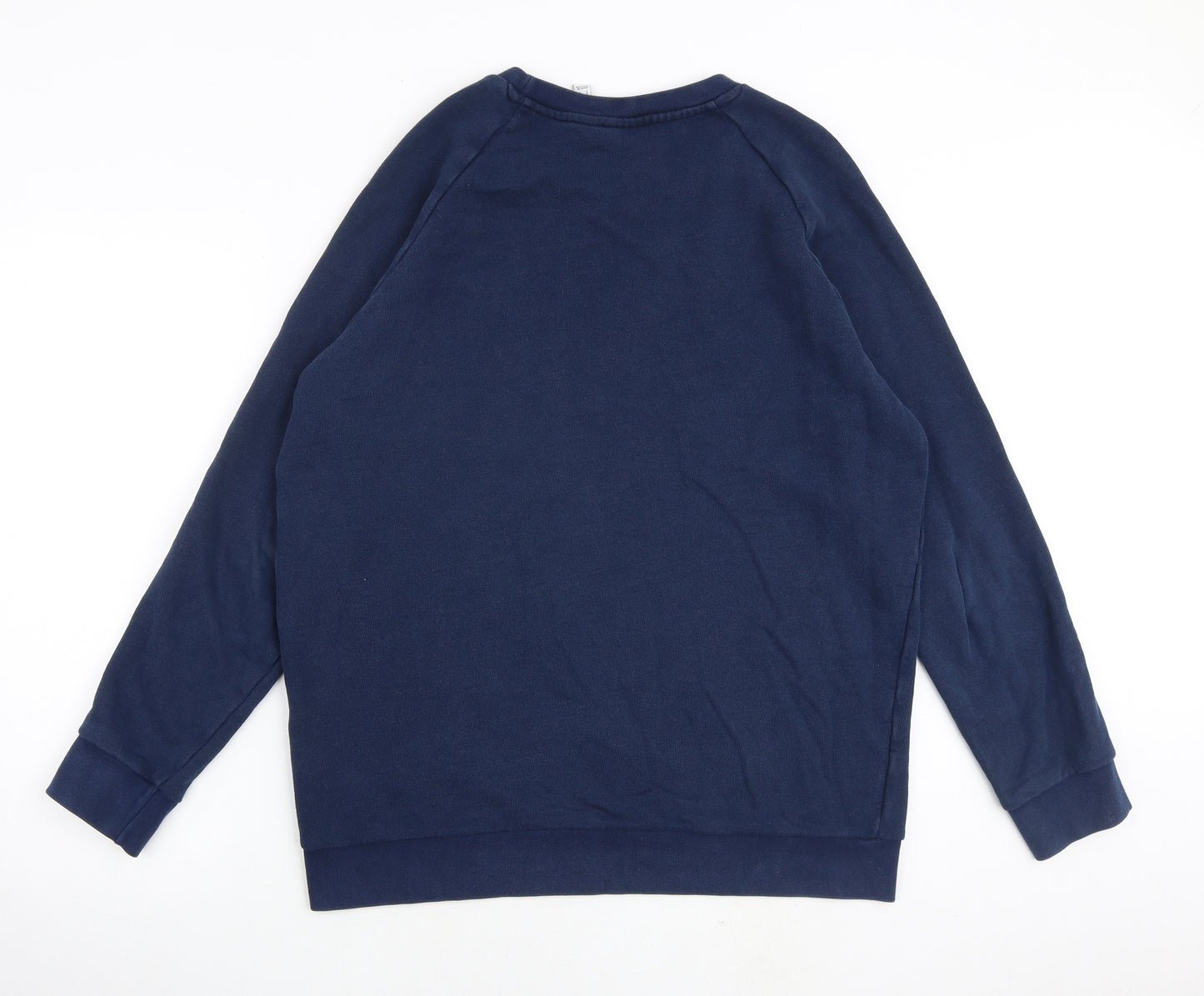 adidas Mens Blue Cotton Pullover Sweatshirt Size L