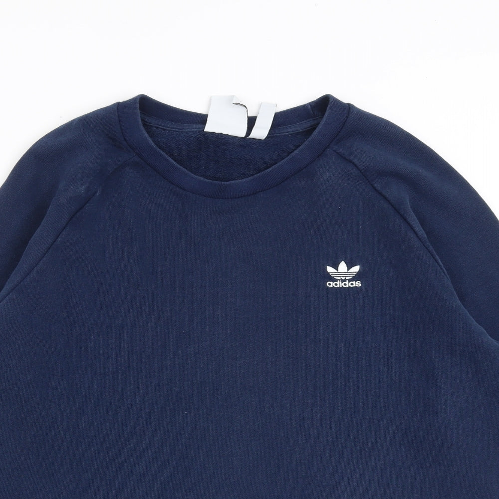 adidas Mens Blue Cotton Pullover Sweatshirt Size L
