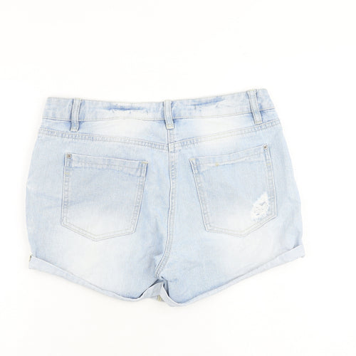 NEXT Womens Blue 100% Cotton Boyfriend Shorts Size 12 L3 in Regular Zip