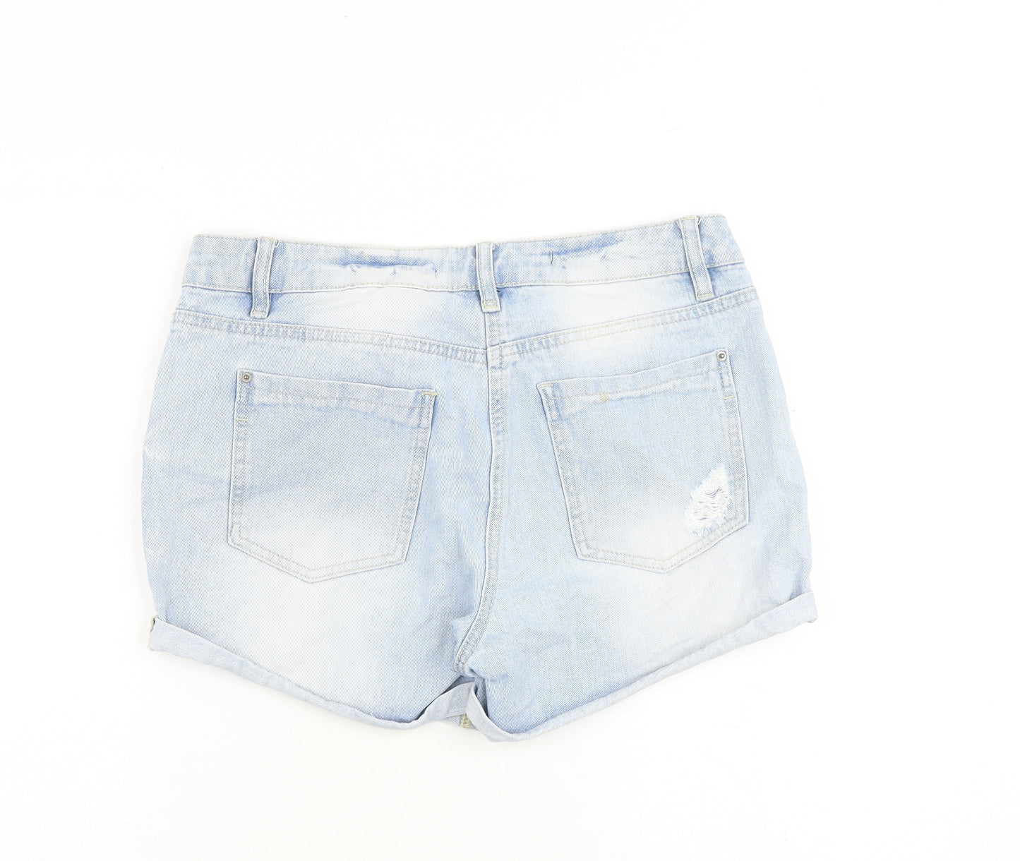 NEXT Womens Blue 100% Cotton Boyfriend Shorts Size 12 L3 in Regular Zip