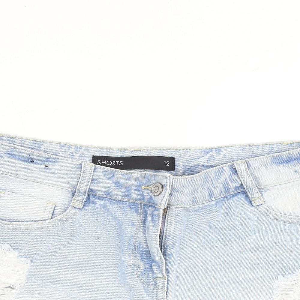NEXT Womens Blue 100% Cotton Boyfriend Shorts Size 12 L3 in Regular Zip