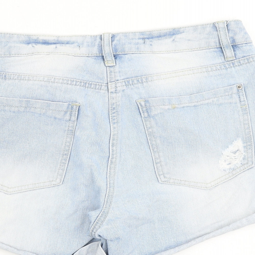 NEXT Womens Blue 100% Cotton Boyfriend Shorts Size 12 L3 in Regular Zip