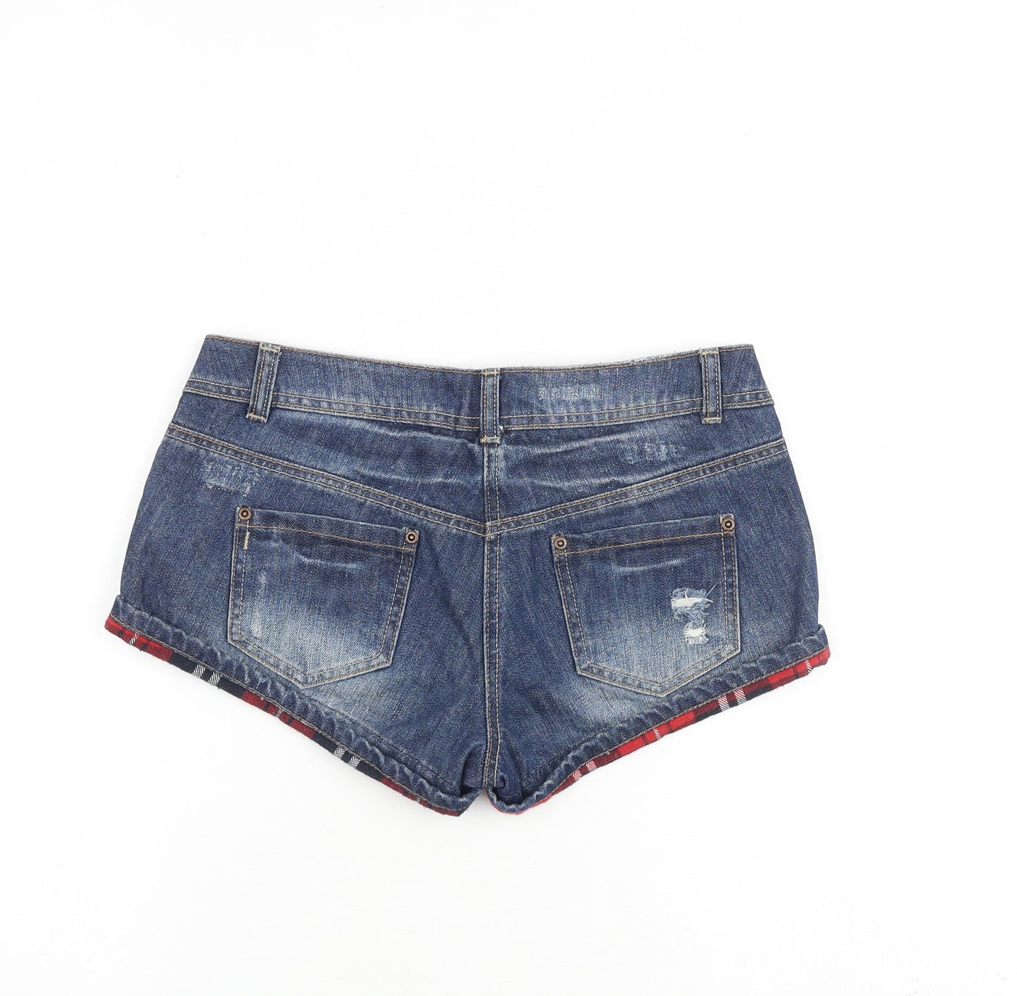 Denim & Co. Womens Blue Cotton Hot Pants Shorts Size 8 Regular Zip