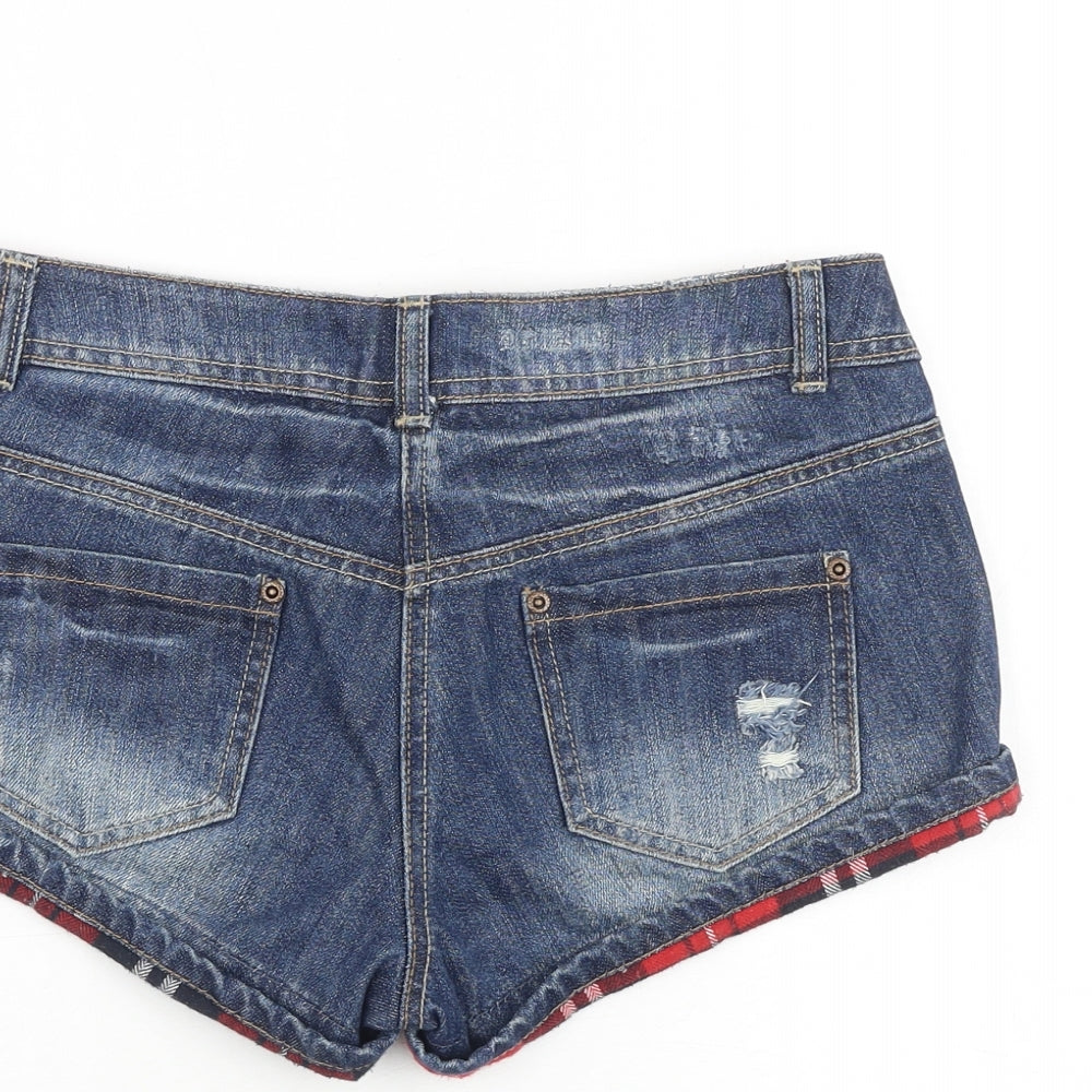 Denim & Co. Womens Blue Cotton Hot Pants Shorts Size 8 Regular Zip