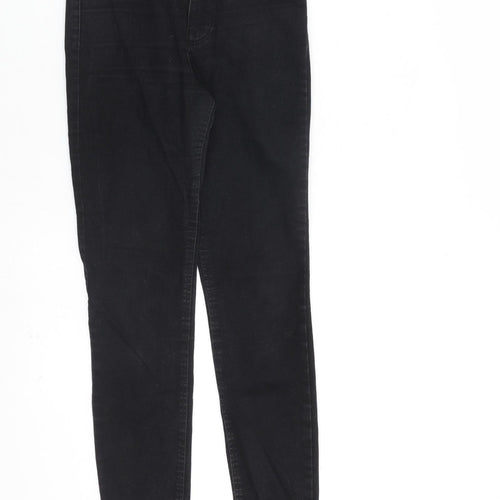 Zara Womens Black Cotton Straight Jeans Size 8 L28 in Regular Zip