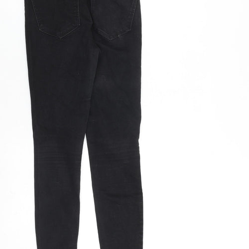 Zara Womens Black Cotton Straight Jeans Size 8 L28 in Regular Zip