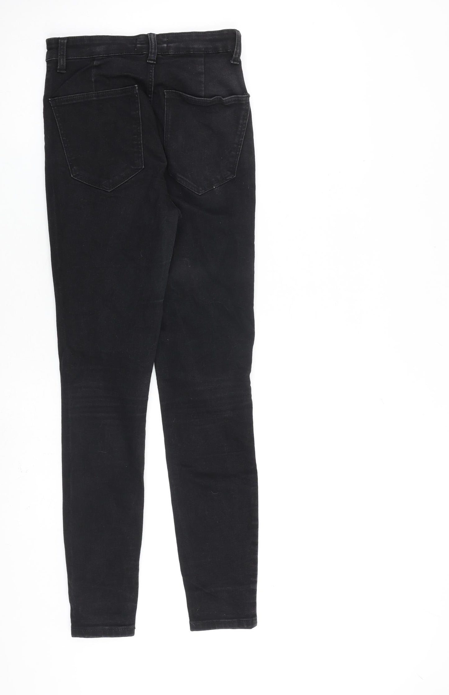 Zara Womens Black Cotton Straight Jeans Size 8 L28 in Regular Zip