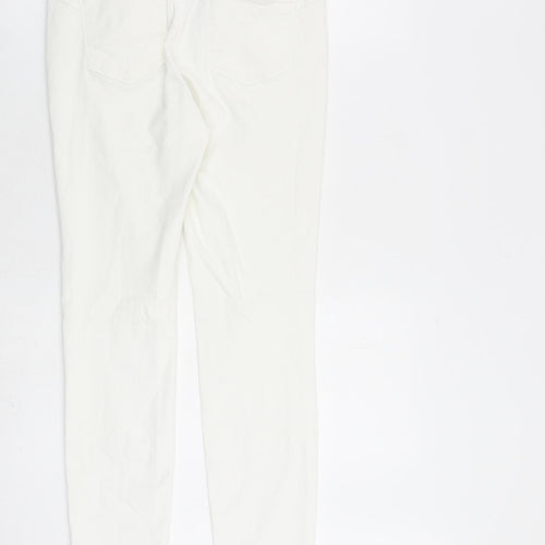 Marks and Spencer Womens White Cotton Skinny Jeans Size 10 L30 in Regular Zip