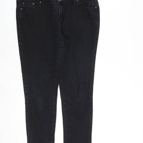 Denim & Co. Womens Black Cotton Skinny Jeans Size 14 L26 in Regular Zip