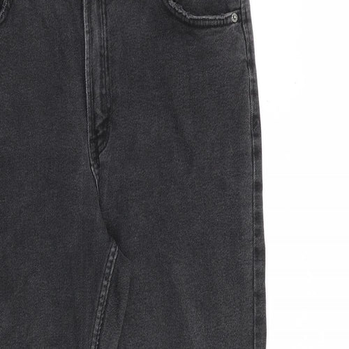 Pull&Bear Womens Grey Cotton Mom Jeans Size 18 L27 in Regular Zip
