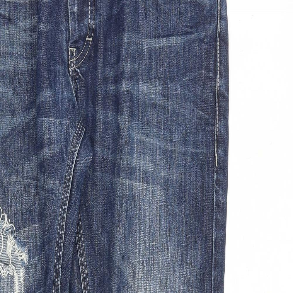 Topman Mens Blue Cotton Skinny Jeans Size 32 in L30 in Regular Zip