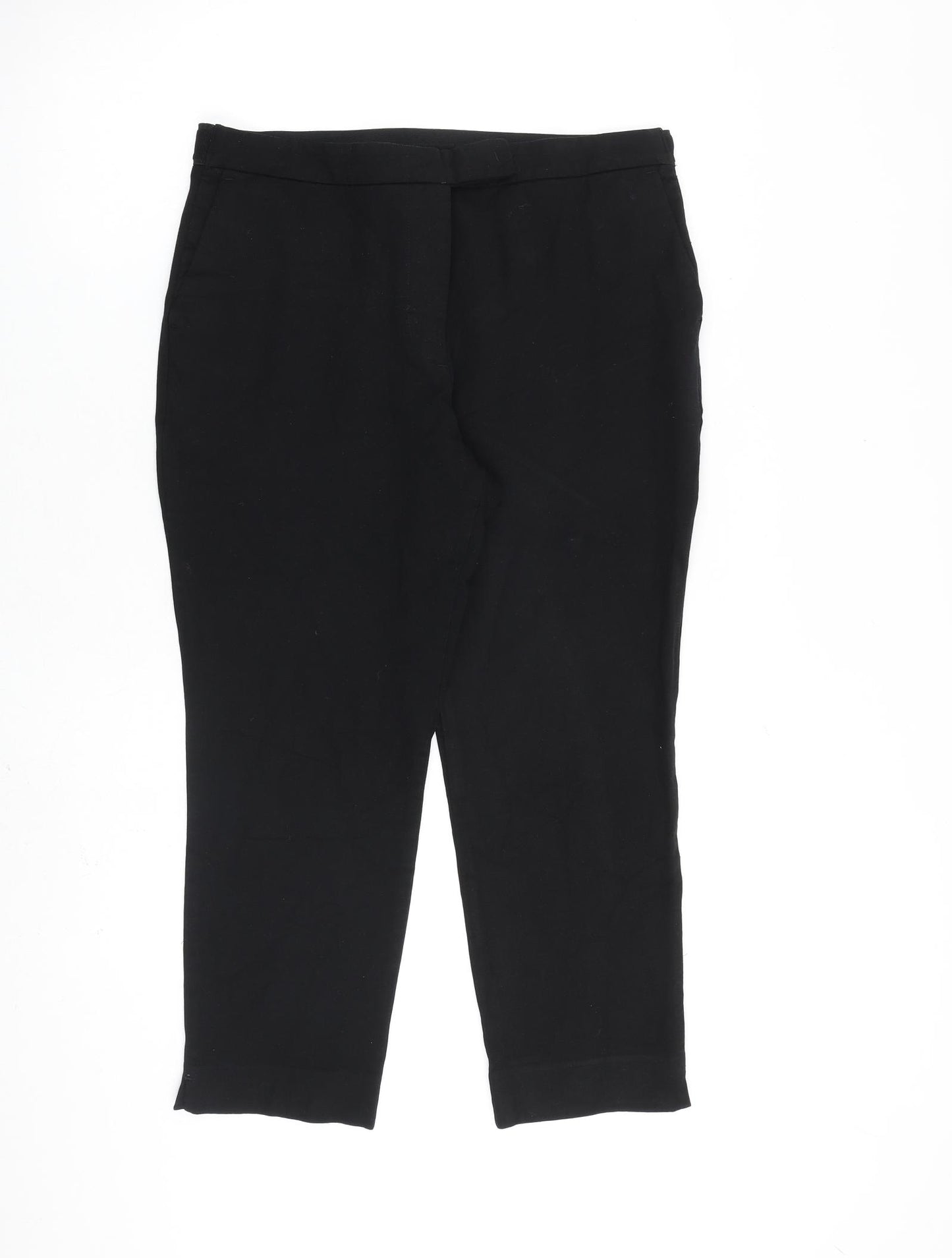Marks and Spencer Womens Black Viscose Carrot Trousers Size 14 L24 in Regular Zip