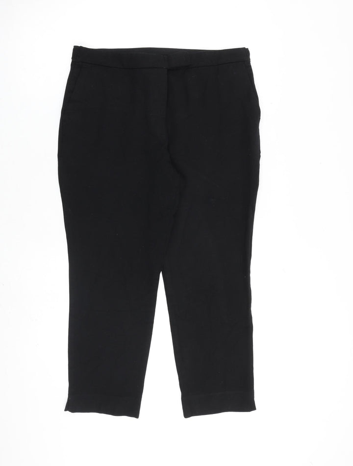 Marks and Spencer Womens Black Viscose Carrot Trousers Size 14 L24 in Regular Zip