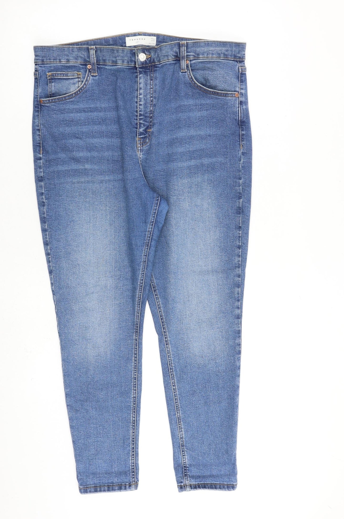 Topshop Womens Blue Cotton Skinny Jeans Size 36 in L30 in Regular Zip