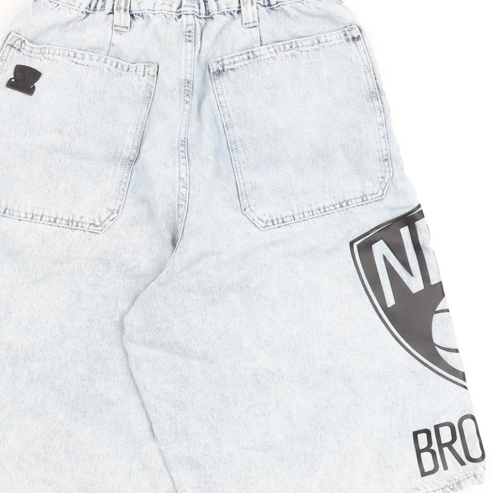 Bershka Mens Blue Cotton Bermuda Shorts Size S L14 in Regular Drawstring