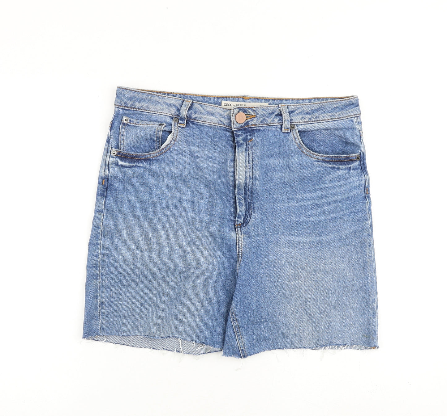 ASOS Womens Blue Cotton Cut-Off Shorts Size 32 in L4 in Regular Zip