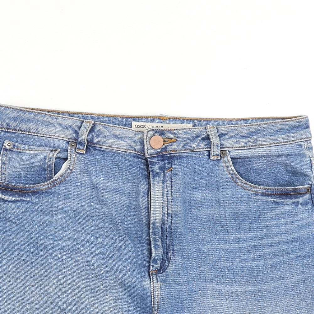ASOS Womens Blue Cotton Cut-Off Shorts Size 32 in L4 in Regular Zip