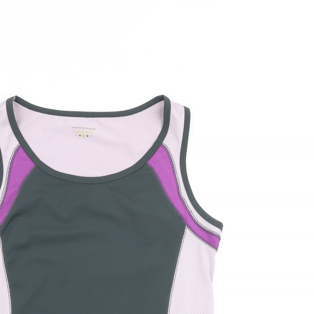 Marks and Spencer Womens Grey Polyester Basic Tank Size 14 Round Neck Pullover