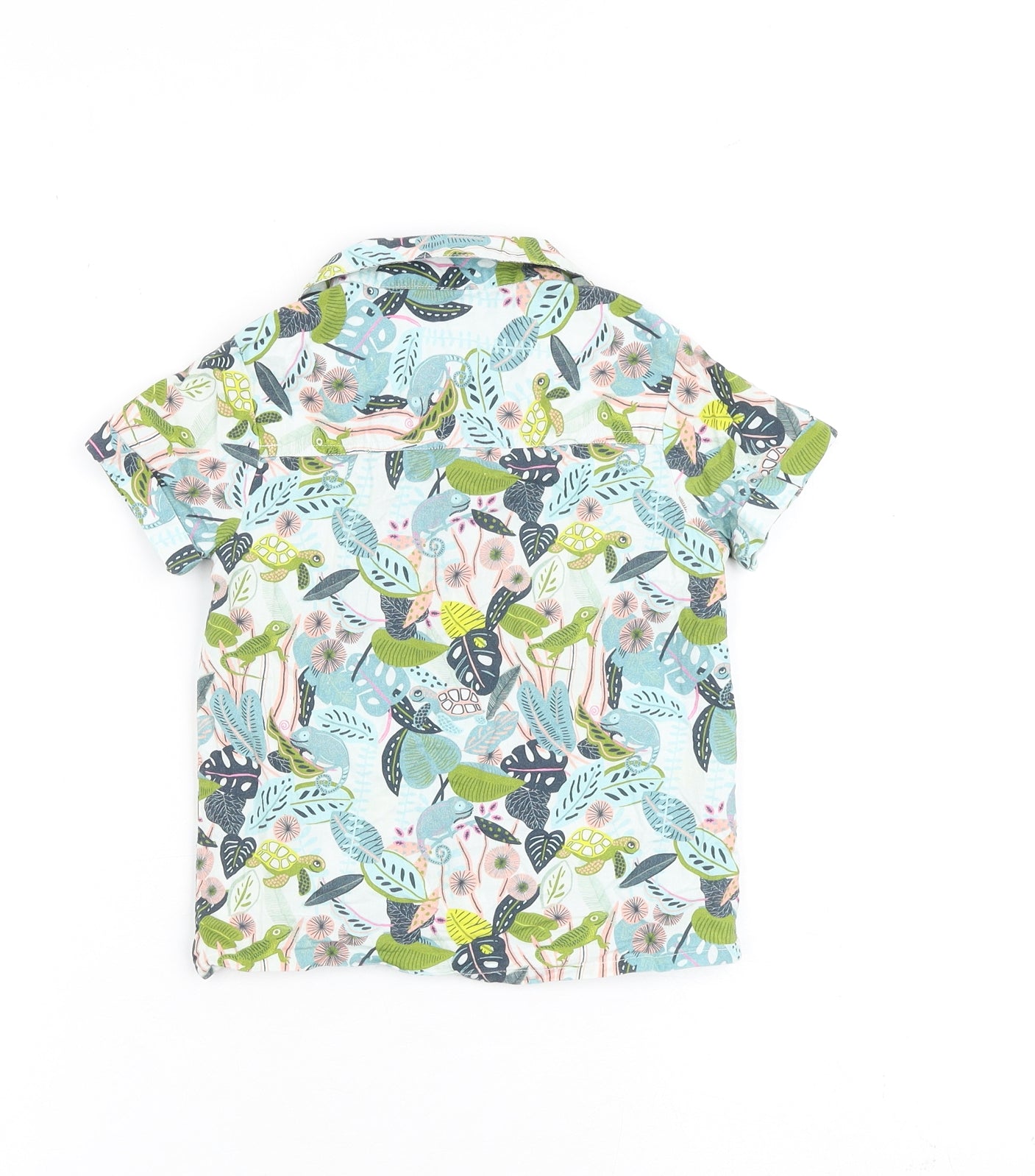 mamas & papas Boys Multicoloured Geometric 100% Cotton Basic Button-Up Size 3-4 Years Collared Button