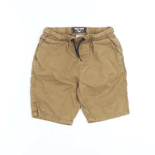 NEXT Boys Brown Cotton Bermuda Shorts Size 5-6 Years Regular Drawstring