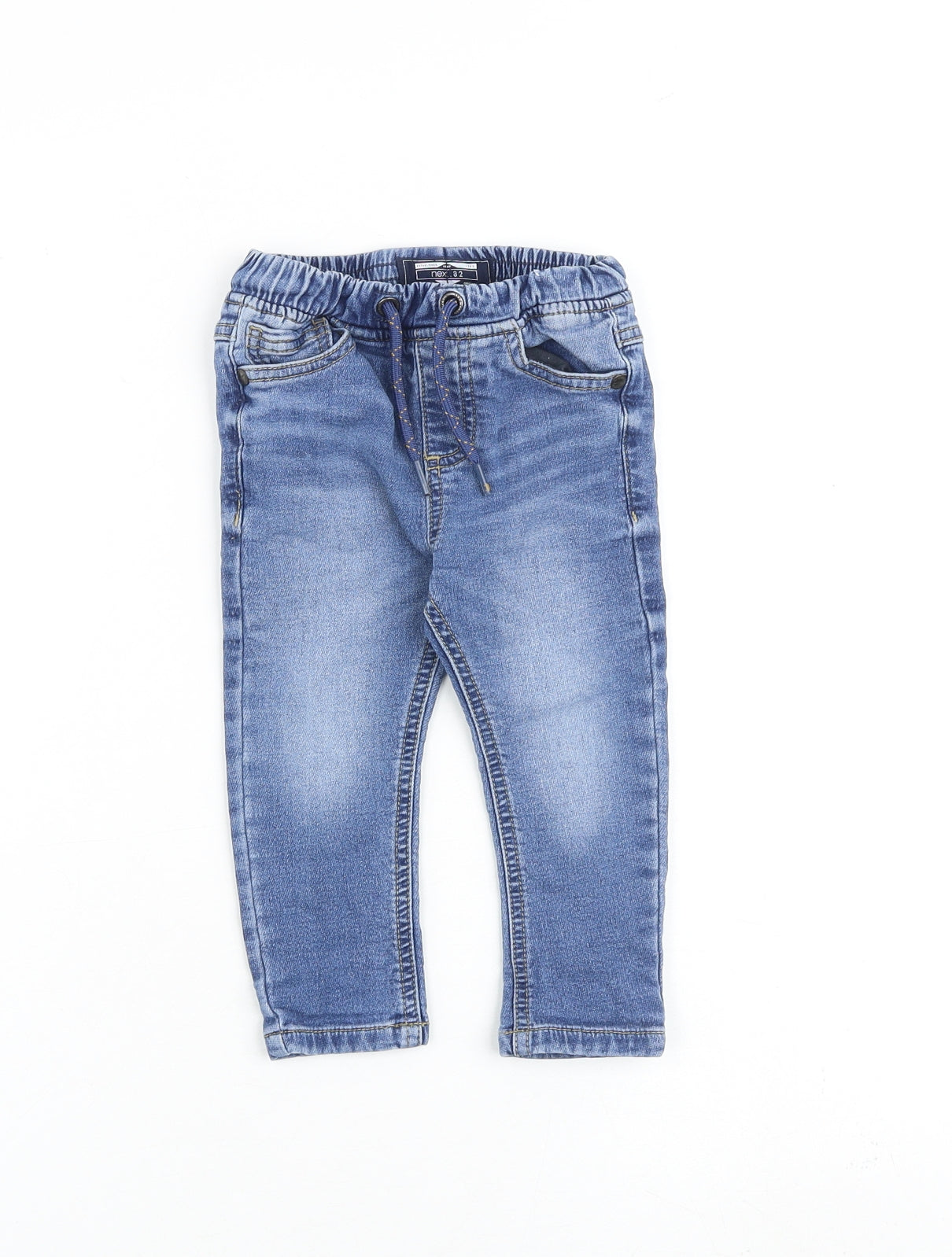 NEXT Baby Blue Cotton Jogger Jeans Size 12-18 Months Drawstring