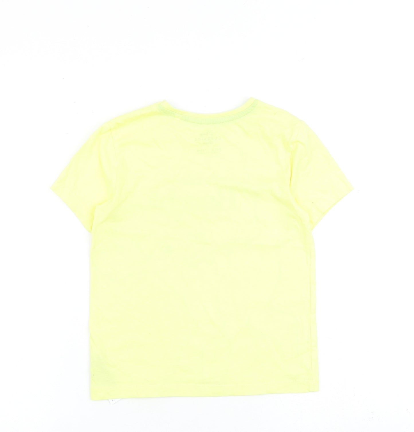 Bambi Girls Yellow Cotton Basic T-Shirt Size 7-8 Years Round Neck Pullover