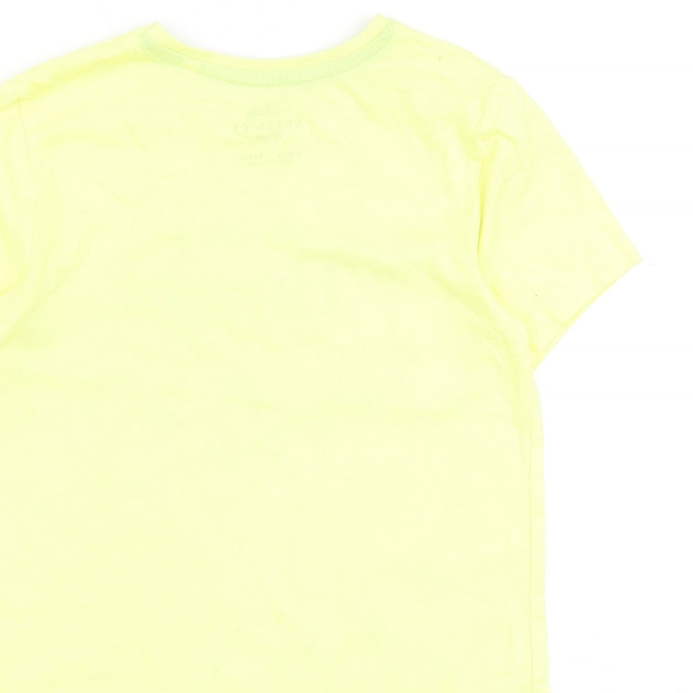Bambi Girls Yellow Cotton Basic T-Shirt Size 7-8 Years Round Neck Pullover