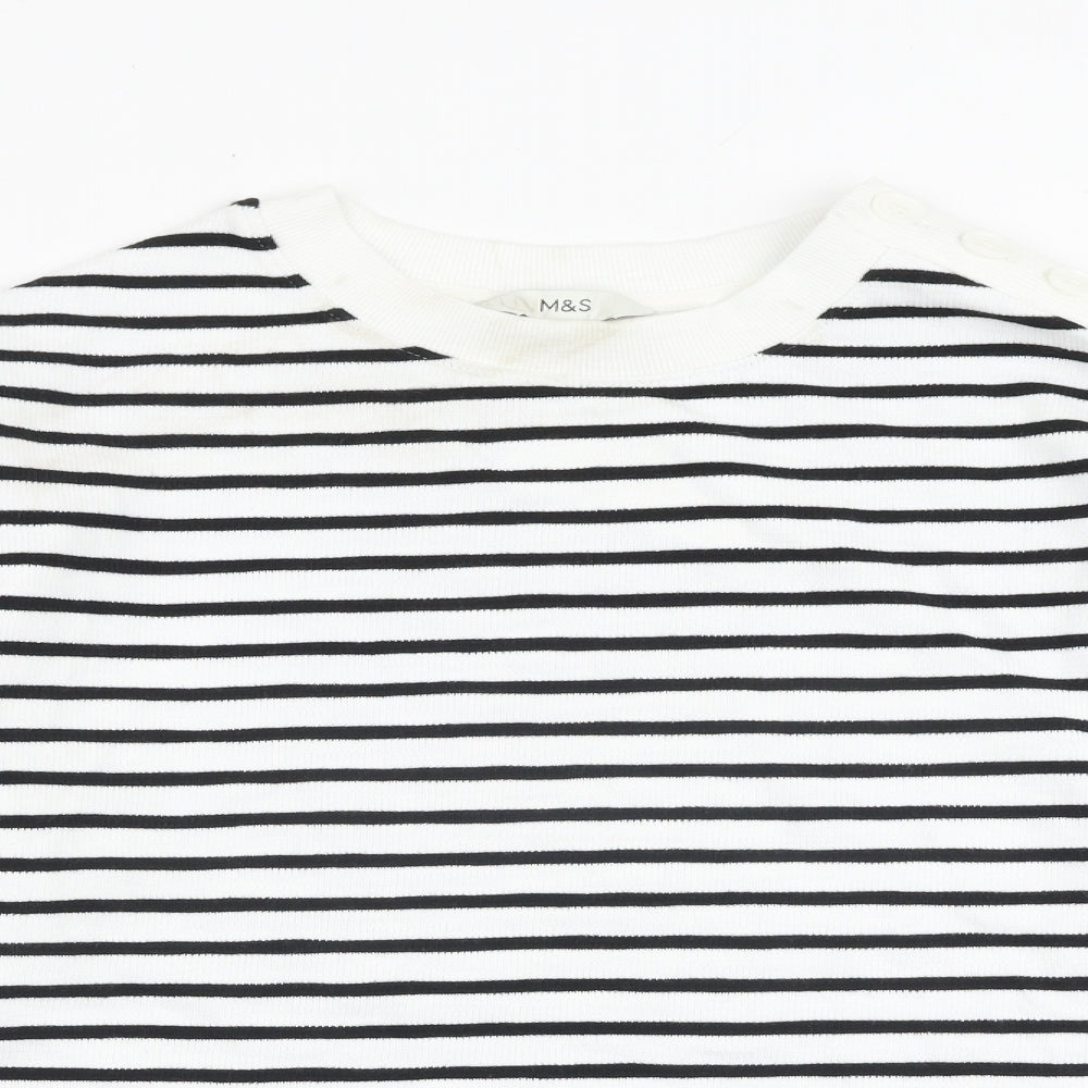 Marks and Spencer Womens White Striped Cotton Pullover Sweatshirt Size M Pullover
