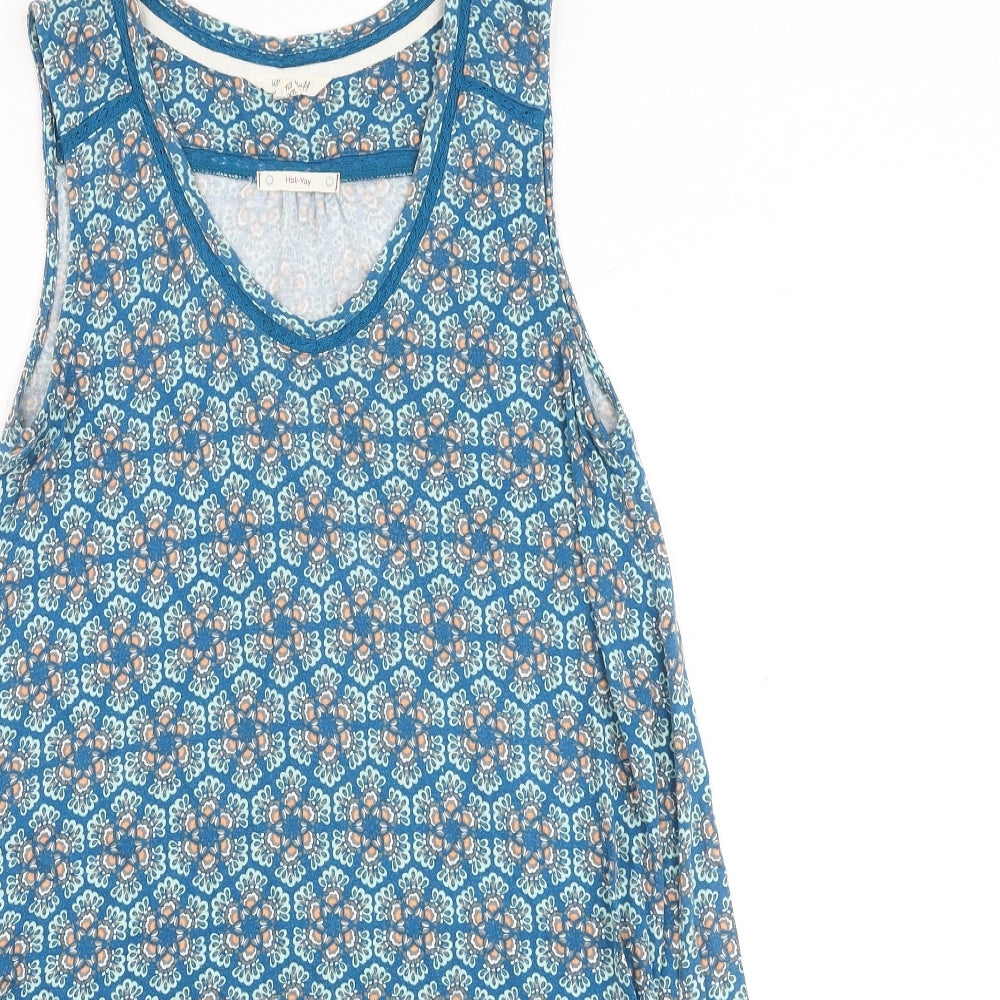 White Stuff Womens Multicoloured Geometric Viscose A-Line Size 12 Round Neck Pullover