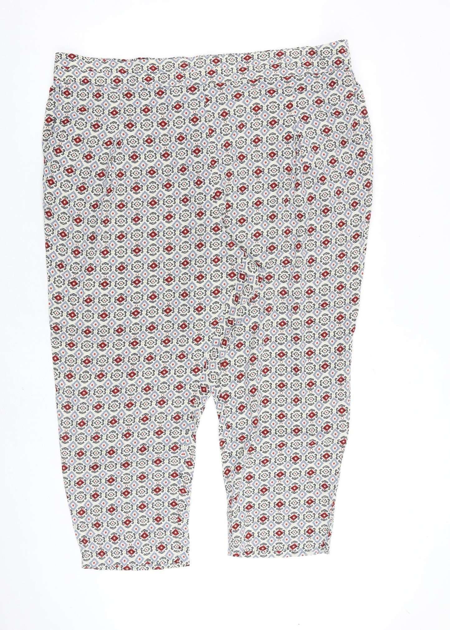 Marks and Spencer Womens Multicoloured Geometric Viscose Trousers Size 24 L20 in Regular