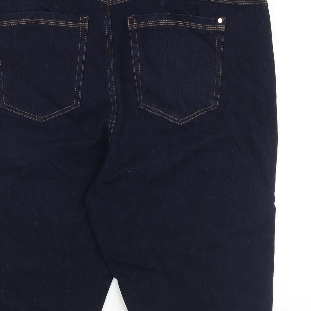 Marks and Spencer Womens Blue Cotton Mom Shorts Size 22 L12 in Regular Zip