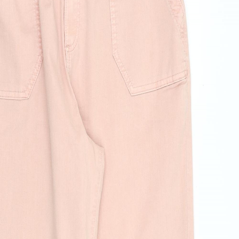 Marks and Spencer Womens Pink Cotton Straight Jeans Size 16 L30 in Regular Zip