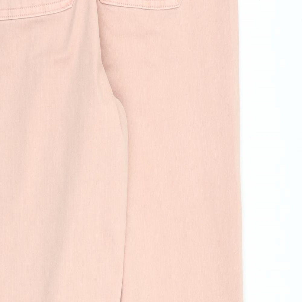 Marks and Spencer Womens Pink Cotton Straight Jeans Size 16 L30 in Regular Zip