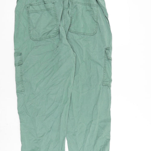 Marks and Spencer Womens Green Cotton Cargo Trousers Size 16 L30 in Regular Zip