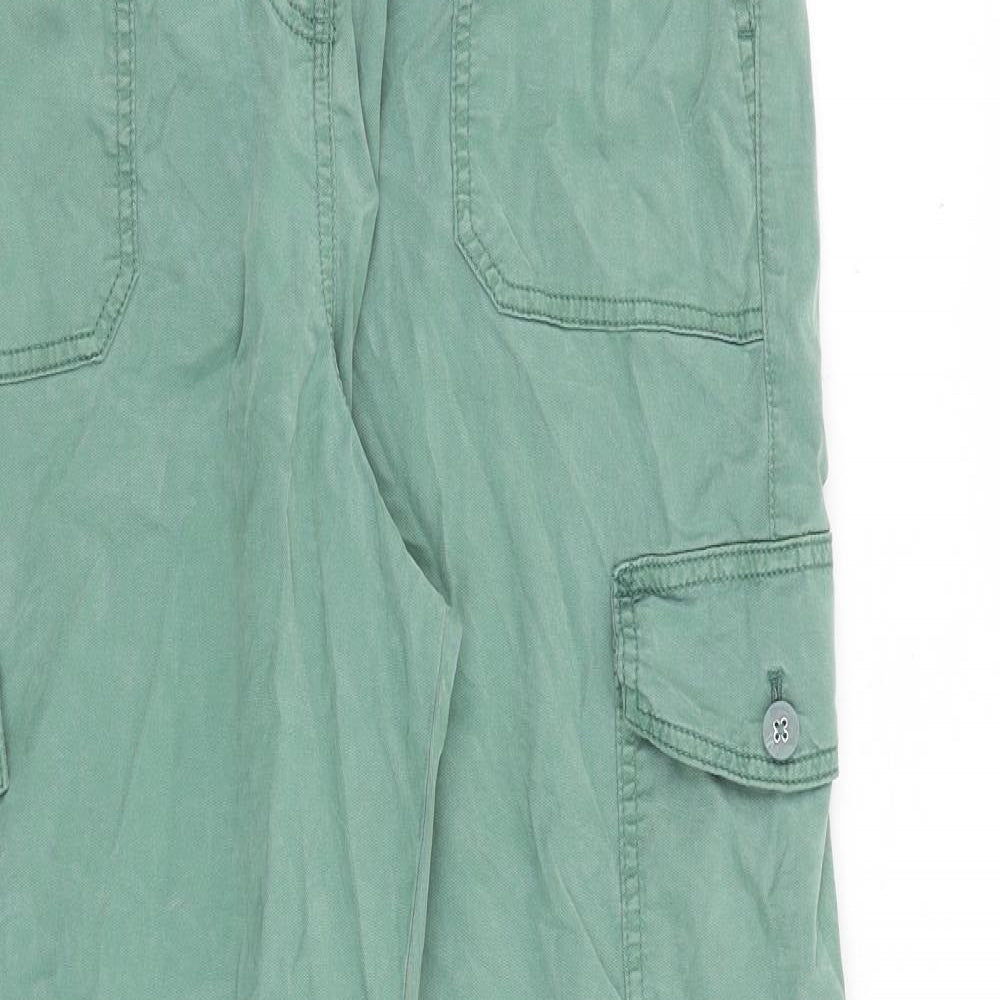 Marks and Spencer Womens Green Cotton Cargo Trousers Size 16 L30 in Regular Zip