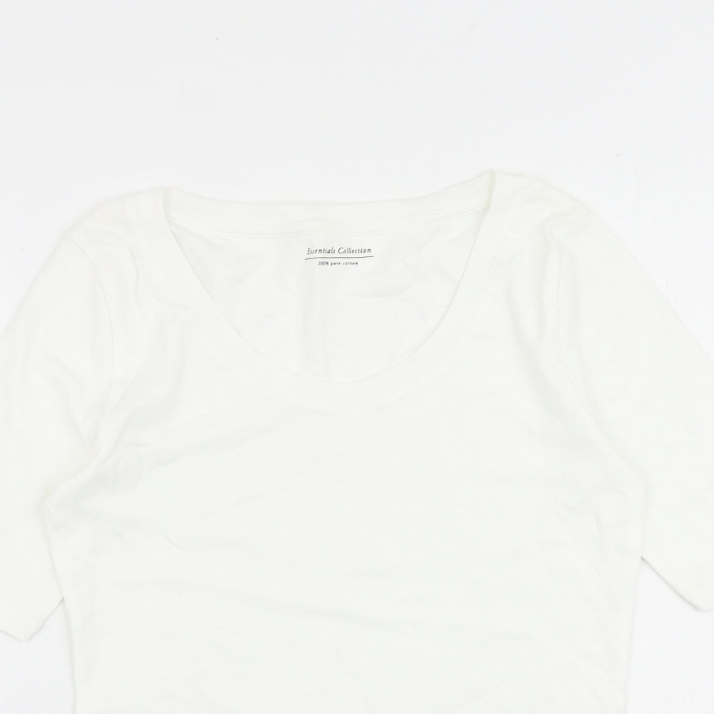Marks and Spencer Womens White 100% Cotton Basic T-Shirt Size 10 Round Neck