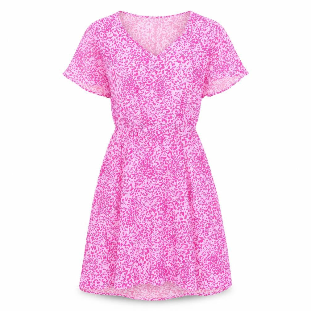 Marks and Spencer Womens Pink Animal Print Viscose A-Line Size 8 V-Neck Pullover