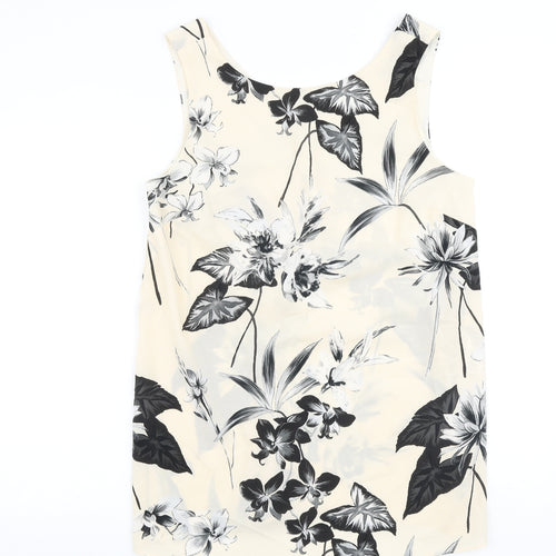 Dorothy Perkins Womens Beige Floral Polyester Basic Tank Size 18 V-Neck