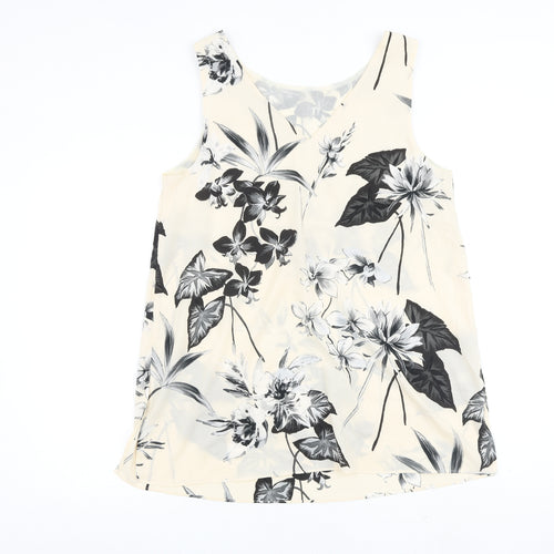 Dorothy Perkins Womens Beige Floral Polyester Basic Tank Size 18 V-Neck