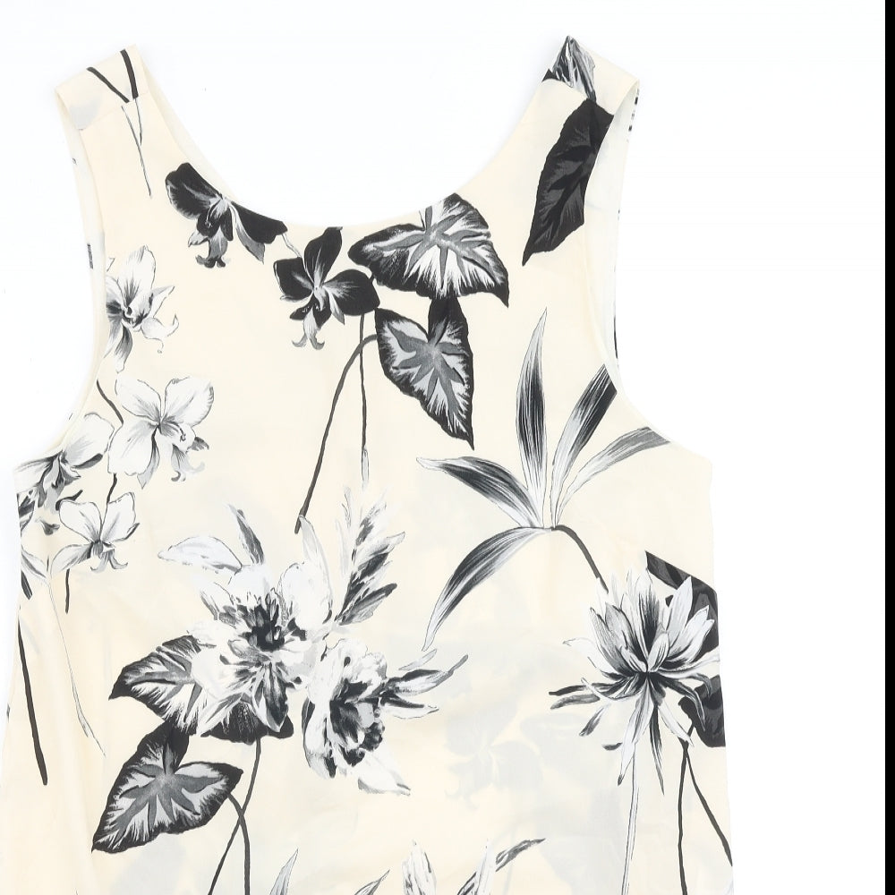 Dorothy Perkins Womens Beige Floral Polyester Basic Tank Size 18 V-Neck