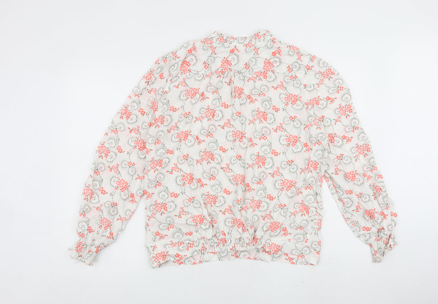 Per Una Womens White Floral Viscose Basic Blouse Size 14 Round Neck