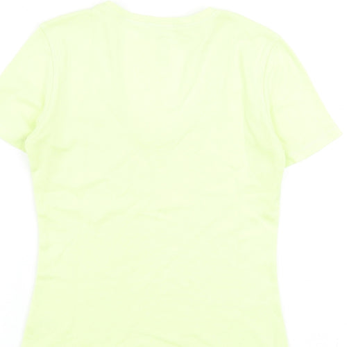 Marks and Spencer Womens Yellow 100% Cotton Basic T-Shirt Size 6 V-Neck