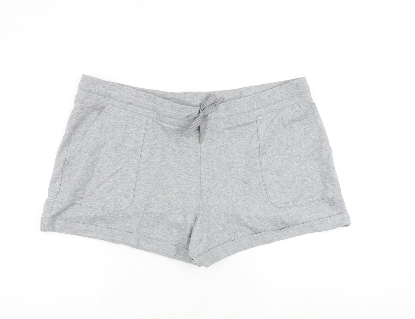 Marks and Spencer Womens Grey Cotton Basic Shorts Size 20 L3 in Regular Drawstring